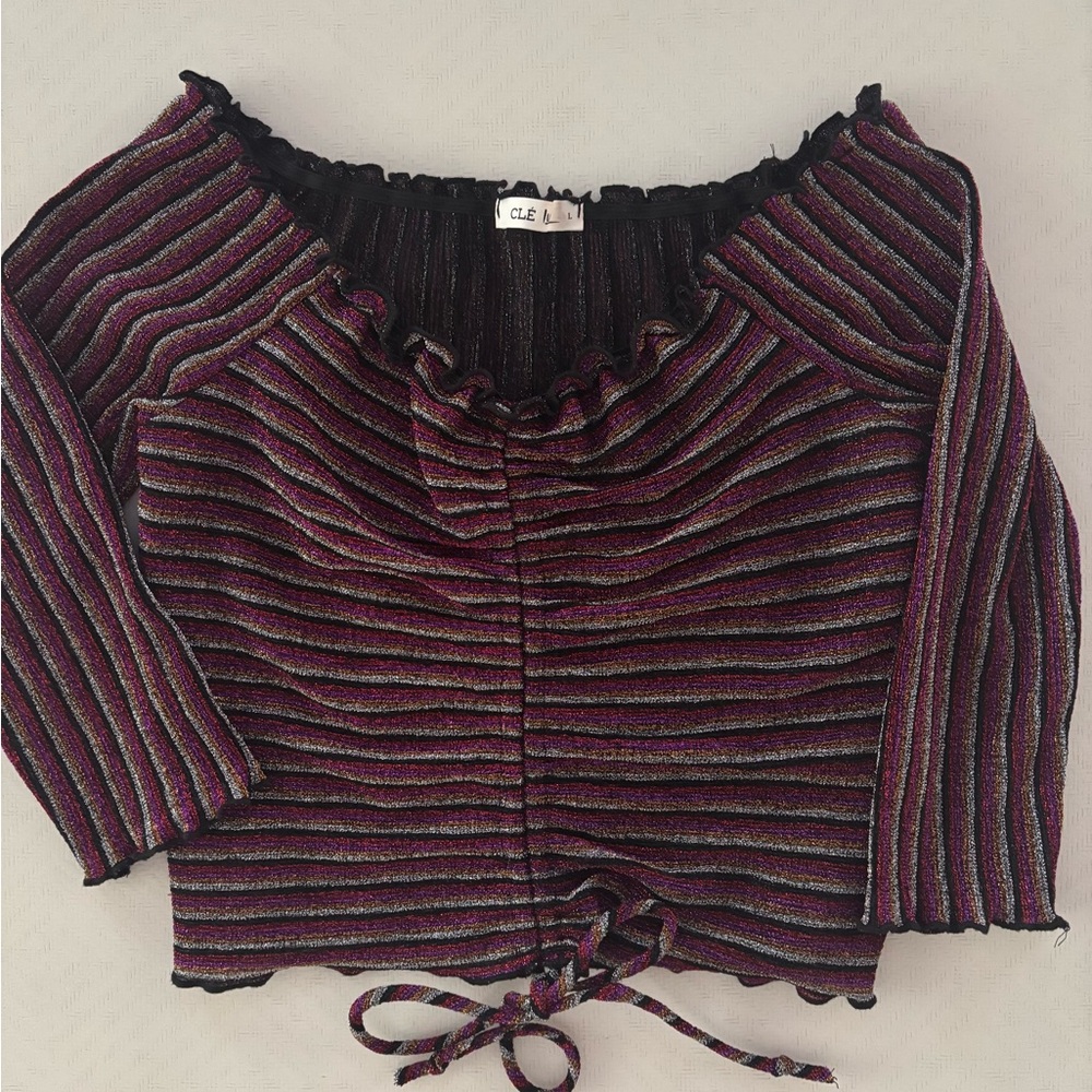 Shimmering Multi Colored Pleated Top